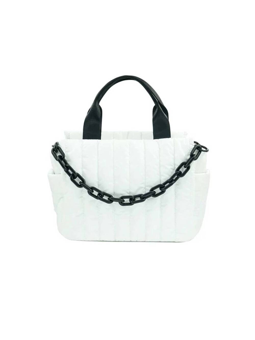 NEW BC HANDBAGS puffer tote bag with chain in white